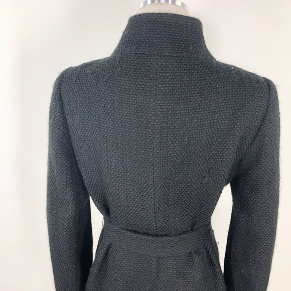 Fleurette Coat Black Boucle Tweed Belted Mid Sz 14 - Picture 4 of 8